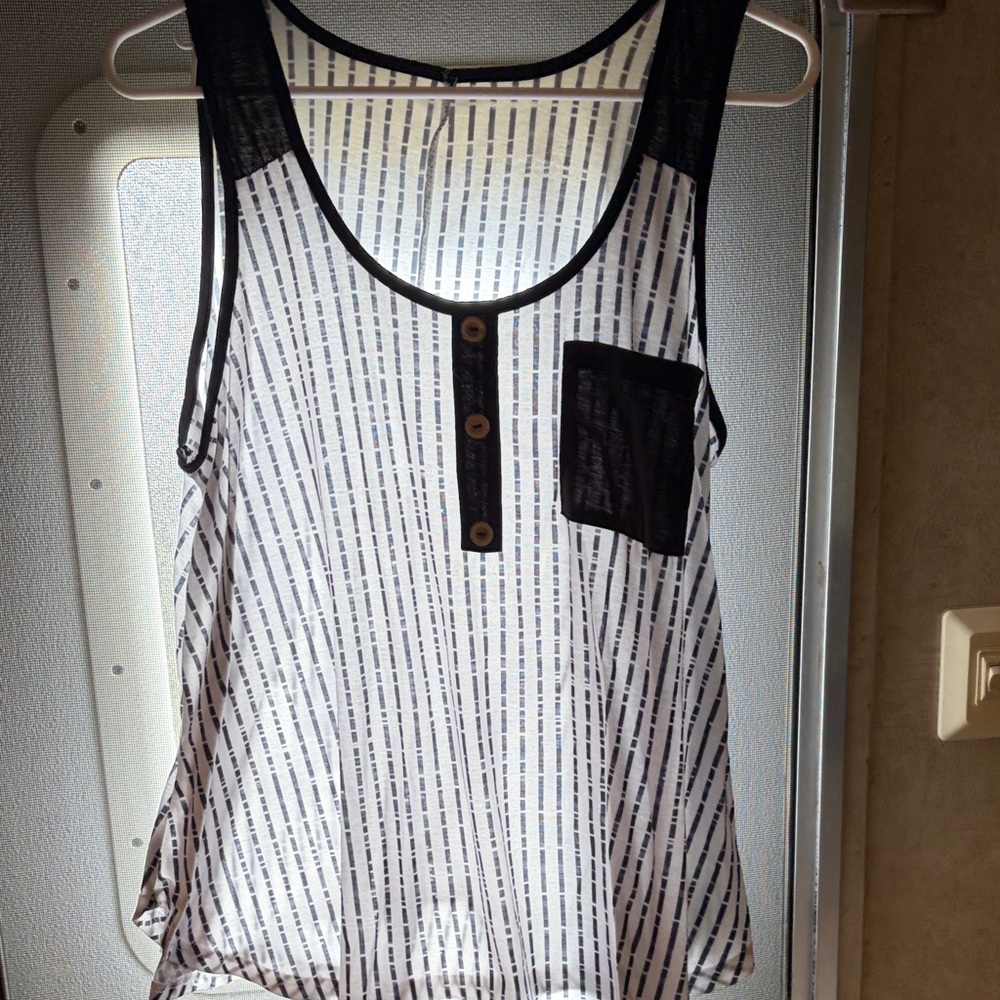 SHEIN Black and White Striped Tank Top